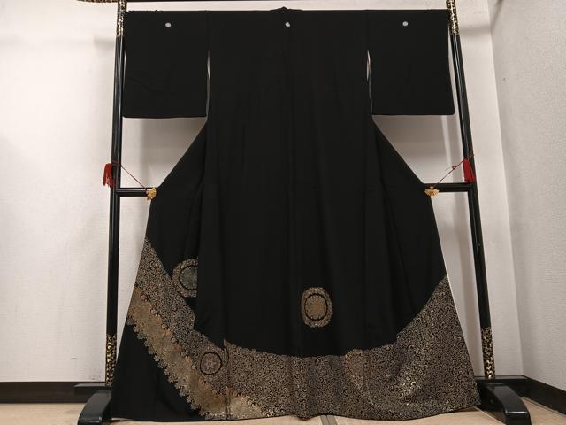 平和屋着物●豪華黒留袖 草花丸文 金彩 正絹 逸品 AABI0469ph