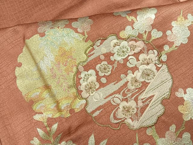平和屋着物●訪問着 刺繍 雪輪草花文 暈し染め 金銀彩 やまと誂製 正絹 逸品 AABI0472ph