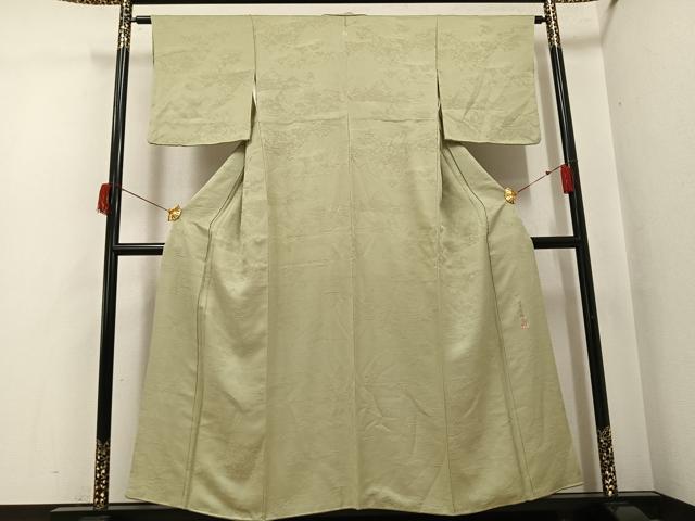 平和屋着物●上質な色無地 作家物 祐斎 白梅染 風景樹林文 蒸栗色 正絹 逸品 AABI0474ph