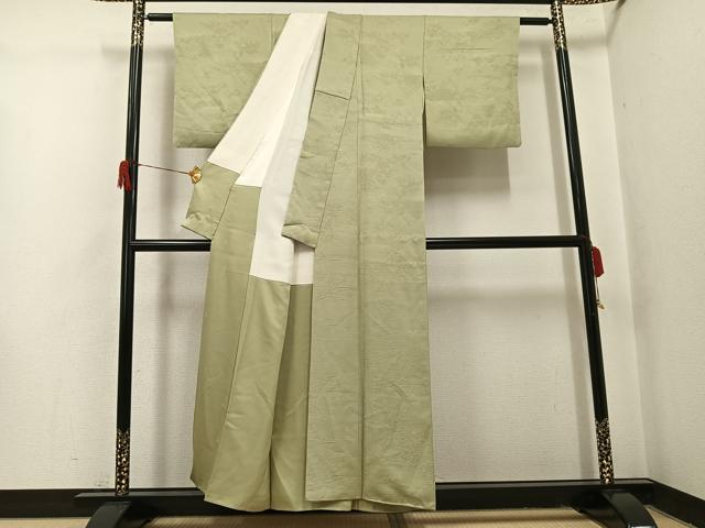 平和屋着物●上質な色無地 作家物 祐斎 白梅染 風景樹林文 蒸栗色 正絹 逸品 AABI0474ph