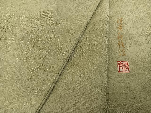 平和屋着物●上質な色無地 作家物 祐斎 白梅染 風景樹林文 蒸栗色 正絹 逸品 AABI0474ph