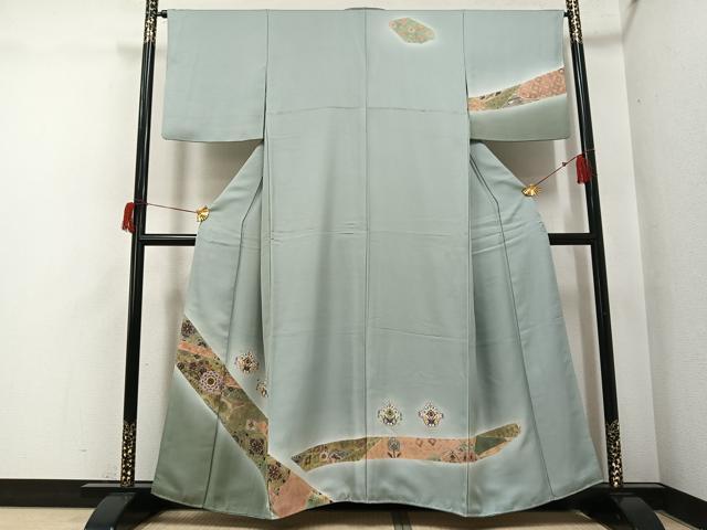 平和屋着物●訪問着 舞花文 暈し染め 正絹 逸品 AABI0478ph