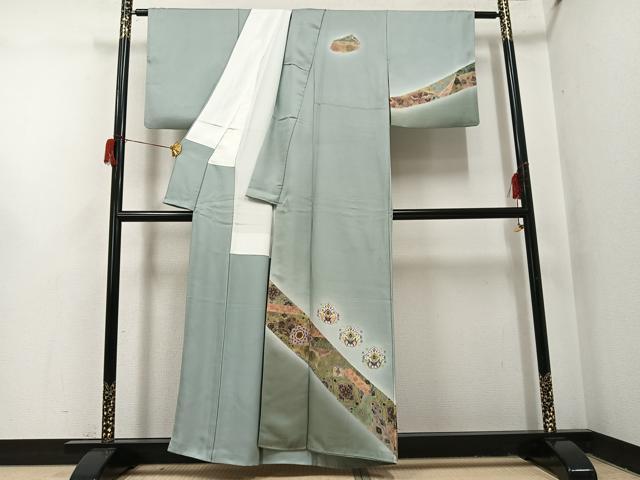 平和屋着物●訪問着 舞花文 暈し染め 正絹 逸品 AABI0478ph