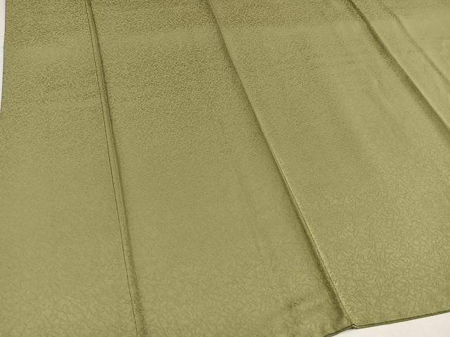 平和屋着物●上質な色無地 作家物 泥草木染 紋意匠 黄海松茶色 正絹 逸品 AABI0486ph