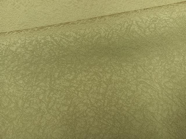 平和屋着物●上質な色無地 作家物 泥草木染 紋意匠 黄海松茶色 正絹 逸品 AABI0486ph