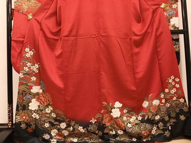 平和屋着物●豪華振袖 草花文 暈し染め 金彩 正絹 逸品 AABI0494ph