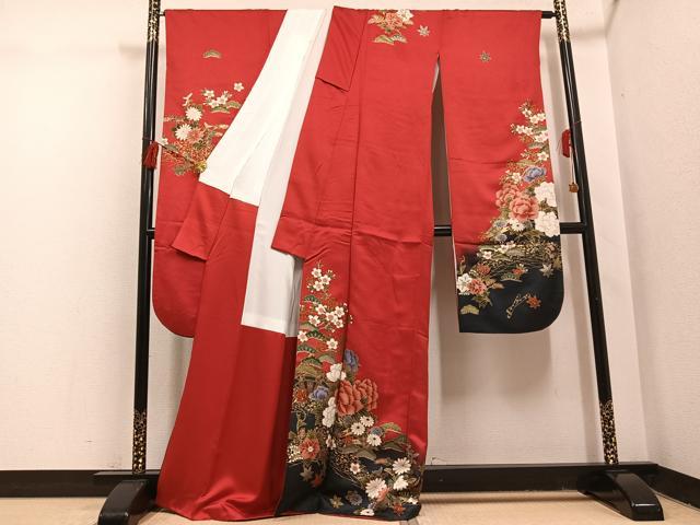 平和屋着物●豪華振袖 草花文 暈し染め 金彩 正絹 逸品 AABI0494ph