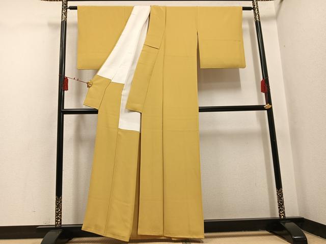 平和屋着物●上質な色無地 黄朽葉色 正絹 逸品 AABI0503ph