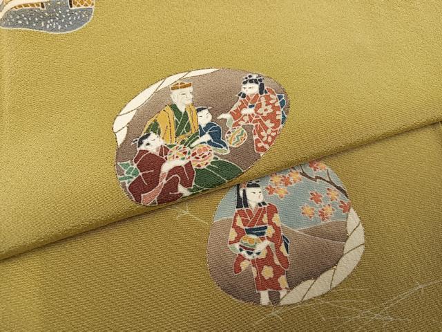 平和屋着物●訪問着 友禅 作家物 遠峰聖明 貝合わせ人物文 金彩 正絹 逸品 AABI0511ph