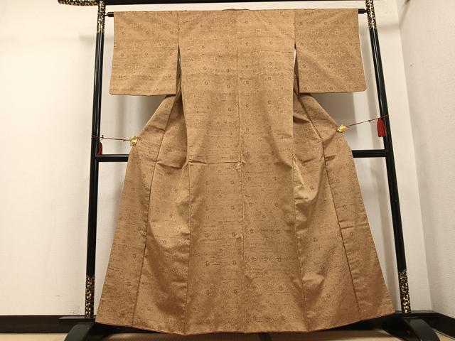 平和屋着物●上質な紬 色無地 芝翫茶色 正絹 逸品 AABI0516ph