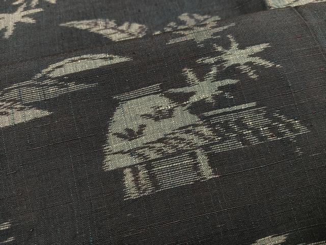 平和屋着物●上質な紬 風景草木文 正絹 逸品 AABI0518ph