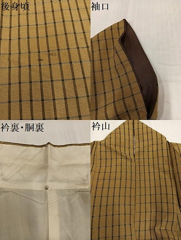 平和屋着物●上質な紬 格子 正絹 逸品 AABI0525ph