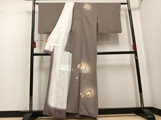 平和屋着物●訪問着 友禅 草花文 暈し染め 金彩 正絹 逸品 AABI0532ph