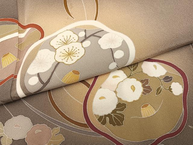 平和屋着物●訪問着 友禅 草花文 暈し染め 金彩 正絹 逸品 AABI0532ph