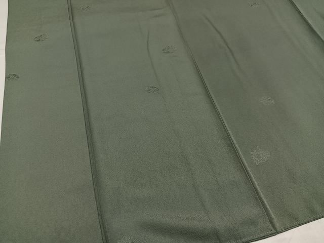 平和屋着物●上質な色無地 草花地紋 柳煤竹色 正絹 逸品 AABI0533ph