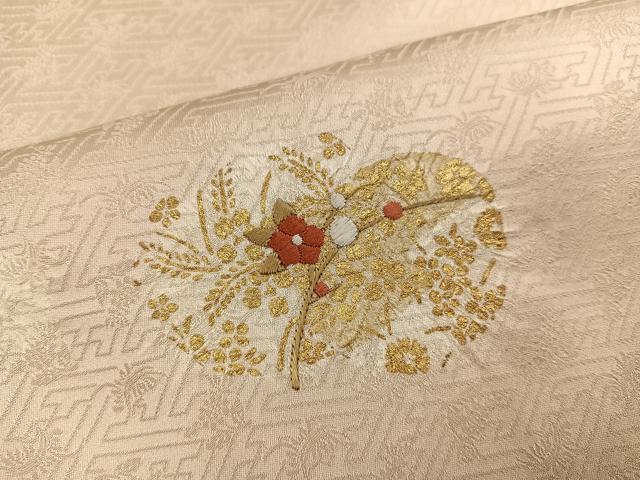平和屋着物●訪問着 絞り 刺繍 草花文 金彩 正絹 逸品 AABI0534ph
