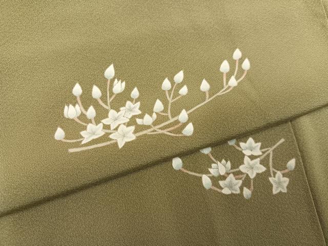 平和屋着物●京加賀糸目友禅作家 山崎巌 色留袖 枝花文 正絹 逸品 AABI0535ph