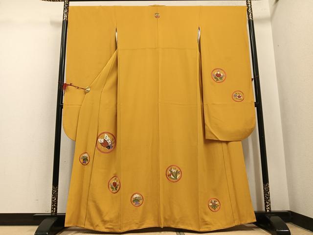 平和屋着物●豪華振袖 駒刺繍 花蝶丸文 正絹 逸品 AABI0536ph