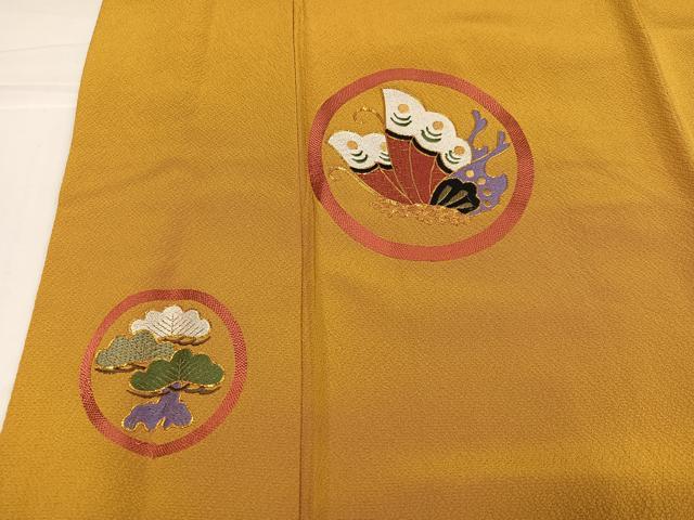平和屋着物●豪華振袖 駒刺繍 花蝶丸文 正絹 逸品 AABI0536ph