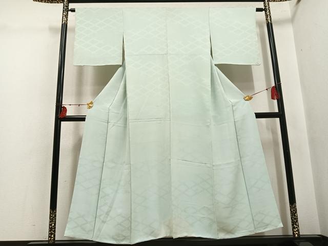 平和屋着物●上質な色無地 入子菱地紋 柳鼠色 正絹 逸品 AABI0537ph
