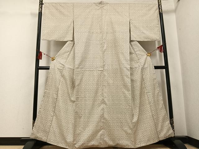 平和屋着物●本場大島紬 白大島 一元7マルキ 菱文 正絹 逸品 AABI0538ph