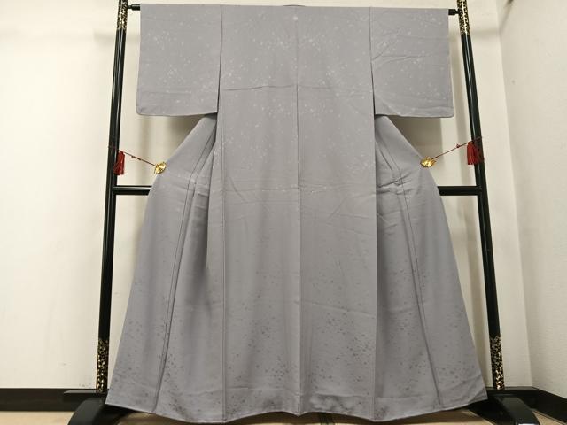平和屋着物●上質な色無地 霞地紋 銀鼠色 正絹 逸品 AABI0541ph