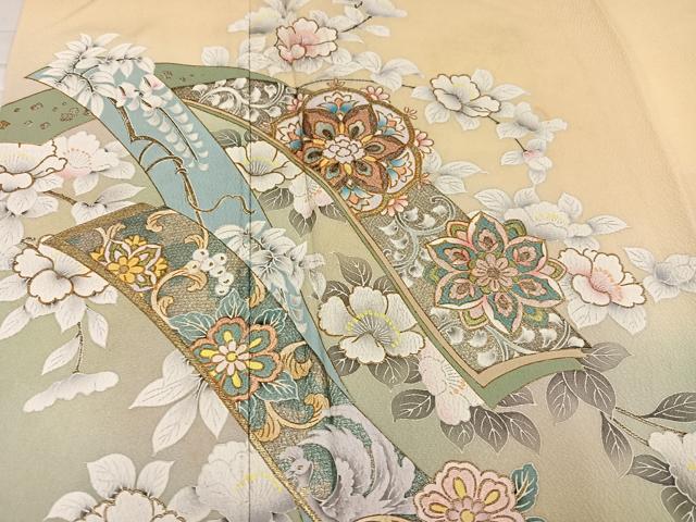 平和屋着物●訪問着 風景花唐草文 暈し染め 金銀彩 正絹 逸品 AABI0546ph