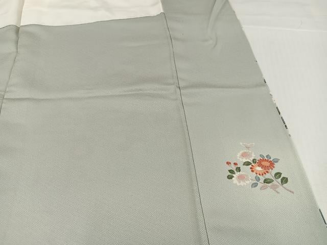 平和屋着物●訪問着 鴛鴦草花文 正絹 逸品 AABI0549ph