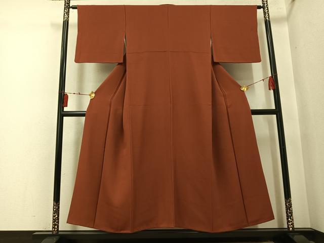 平和屋着物●ファッションデザイナー 花井幸子 色無地 雀茶色 正絹 逸品 AABI0551ph