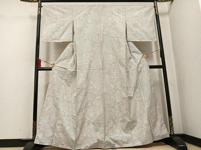 平和屋着物●本場大島紬 白大島 120亀甲 源氏車花文 正絹 逸品 未使用 AABI0565ph