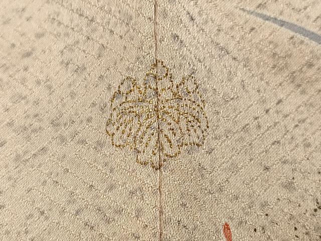 平和屋着物●訪問着 作家物 駒刺繍 地紙草花文 金彩 正絹 逸品 AABI0569ph
