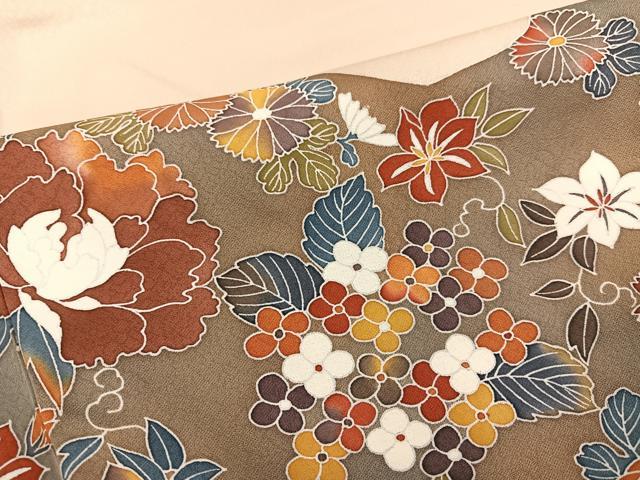 平和屋着物●訪問着 友禅 刺繍 草花文 正絹 逸品 AABI0571ph