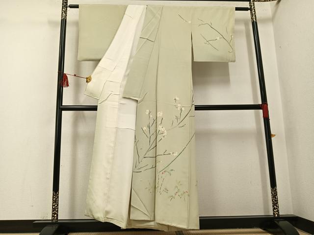 平和屋着物●本加賀友禅作家 和田外美子 訪問着 枝花文 正絹 逸品 AABI0574ph