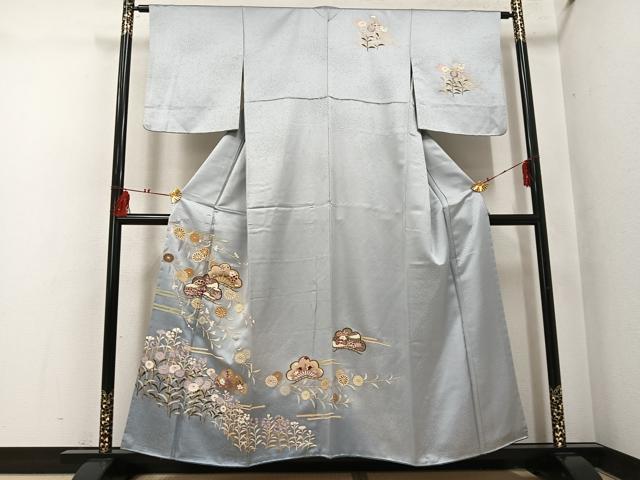 平和屋着物●訪問着 草花文 暈し染め 金銀彩 正絹 逸品 AABI0575ph