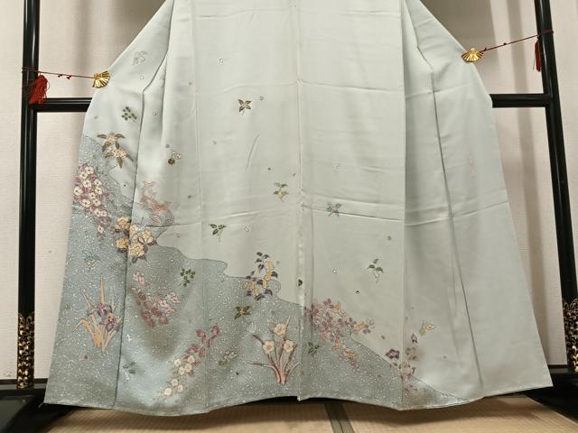 平和屋着物●訪問着 作家物 草花文 金彩 正絹 逸品 未使用 AABI0577ph