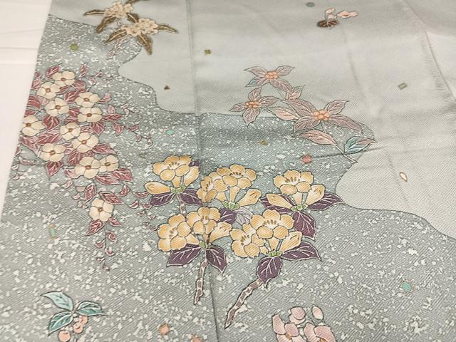 平和屋着物●訪問着 作家物 草花文 金彩 正絹 逸品 未使用 AABI0577ph