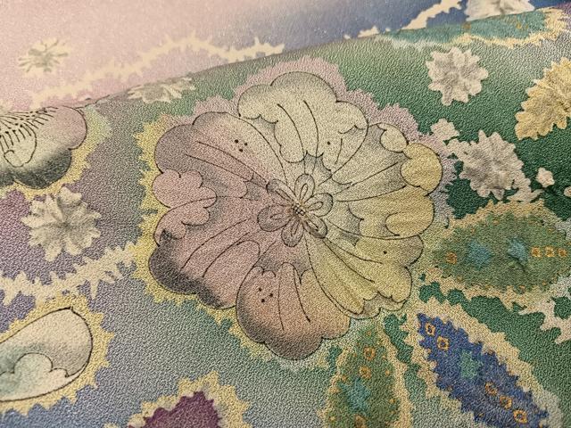 平和屋着物●豪華振袖 辻が花 暈し染め 金彩 銀通し地 正絹 逸品 AABI0578ph