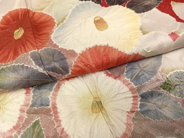 平和屋着物●豪華振袖 絞り 立波花文 暈し染め 金彩 正絹 逸品 AABI0579ph