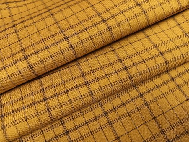 平和屋着物●黄八丈 紬 綾織 格子 正絹 逸品 AABI0584ph