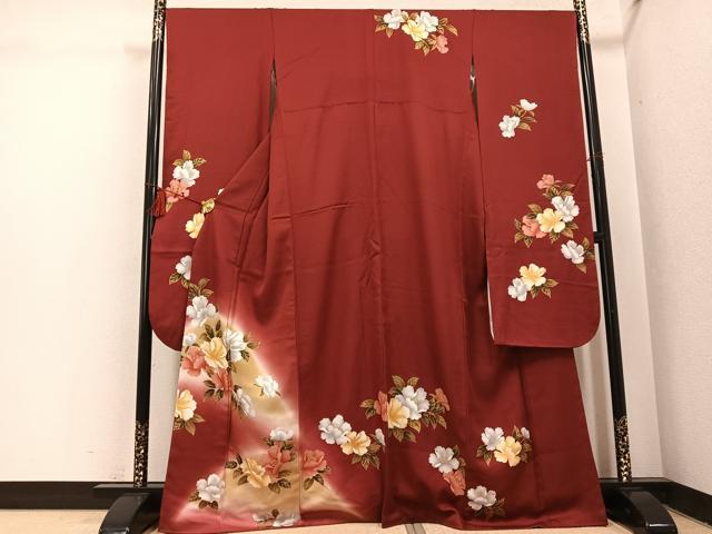 平和屋着物●豪華振袖 草花文 暈し染め 金彩 正絹 逸品 AABI0585ph