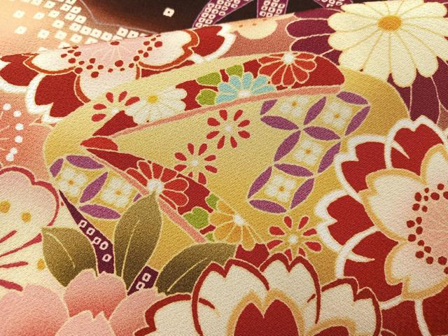 平和屋着物●豪華振袖・長襦袢(無双仕立て)セット 刺繍 草花 草履 暈し染め 金彩 半衿刺繍 正絹 逸品 AABI0590ph