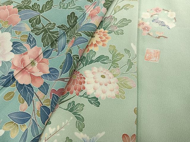平和屋着物●高級染元 粋峰 林芳夫 京加賀友禅 訪問着 枝花文 暈し染め 正絹 逸品 AABI0593ph