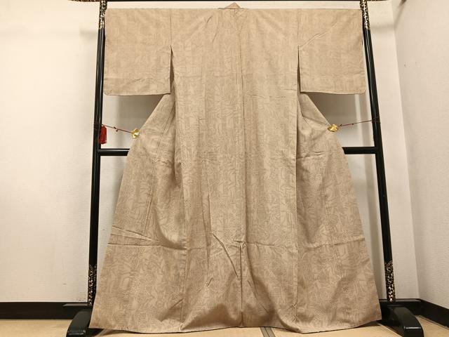 平和屋着物●結城紬 80亀甲 花尽くし 正絹 逸品 未使用 AABI0595ph