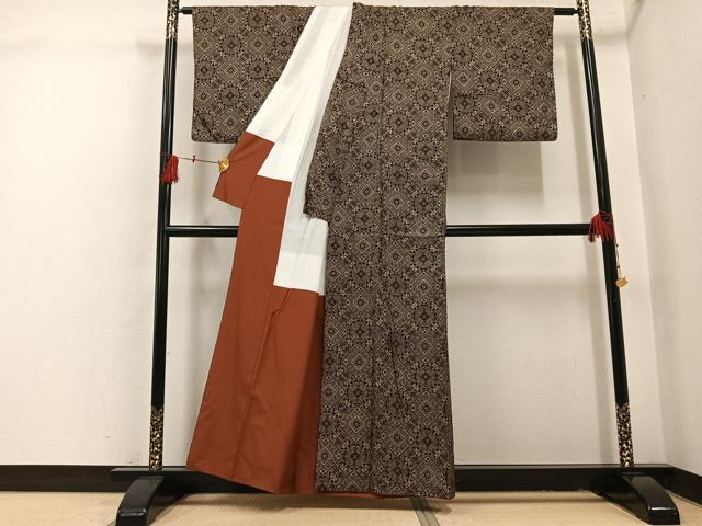 平和屋着物●本場大島紬 龍郷絣 正絹 逸品 AABI0596ph
