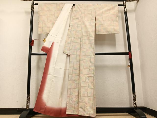 平和屋着物●本場大島紬 白大島 一元絣 色紙文 正絹 逸品 AABI0597ph