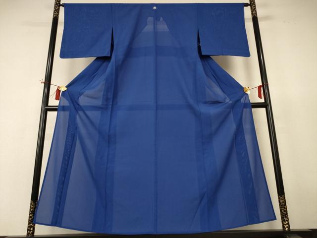 平和屋着物*夏物 色無地 絽 青藍色 正絹 逸品 AABI0611jd