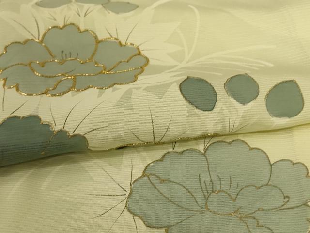平和屋着物*夏物 訪問着 絽 駒刺繍 草花文 金彩 三越扱い 正絹 逸品 AABI0626jd