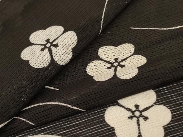 平和屋着物*夏物 小紋 絽 芝花文 正絹 逸品 AABI0630jd