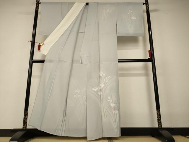 平和屋着物*夏物 訪問着 絽 手描き 草花文 暈し染め 正絹 逸品 AABI0632jd