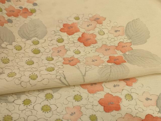 平和屋着物*夏物 小紋 絽 紫陽花 銀彩 正絹 逸品 AABI0633jd